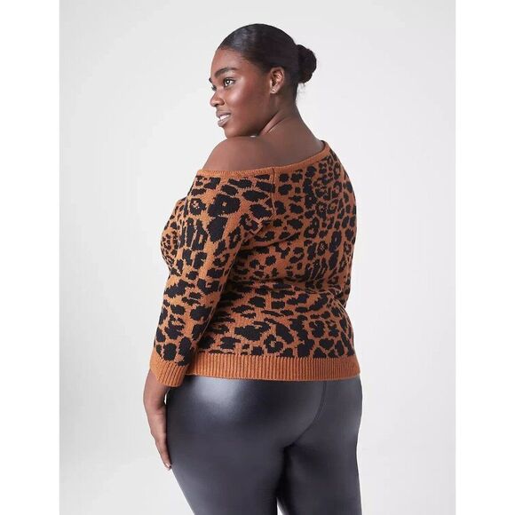 Lane Bryant Fitted One-Shoulder Jacquard Sweater Size 22 / 24 - Picture 2 of 4